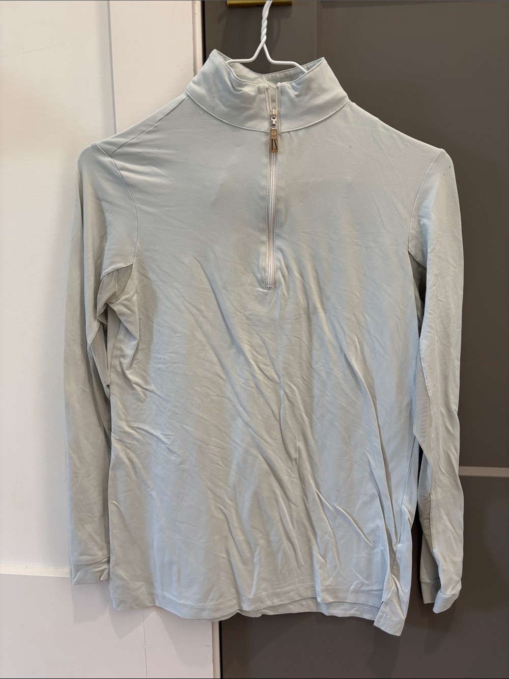 Women’s horse riding Light Gray Quarter-Zip Long Sleeve Top
